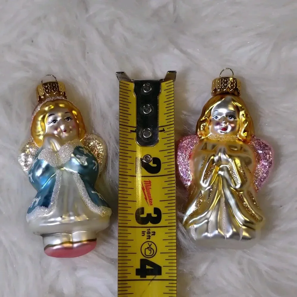 VTG Hand Blown Glass Angel Ornaments Lot Of 2